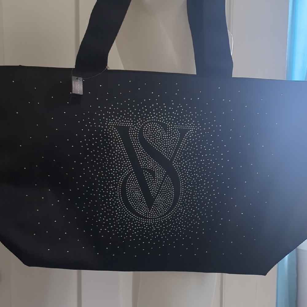 Victoria's Secret Black Textured Tote Bag